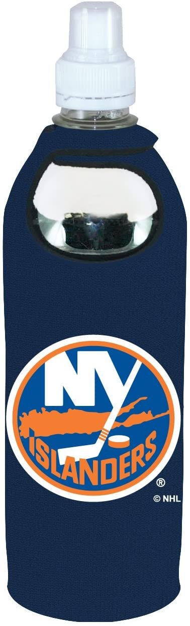 New York Islanders 1/2 Liter Water Soda Bottle Beverage Insulator Holder Cooler with Clip Hockey