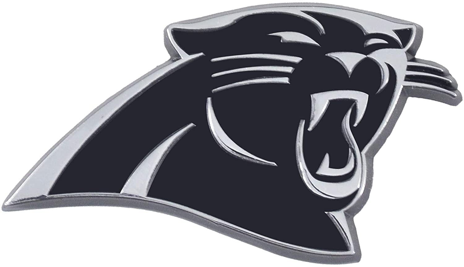 Carolina Panthers Premium Solid Metal Raised Auto Emblem, Shape Cut, Adhesive Backing