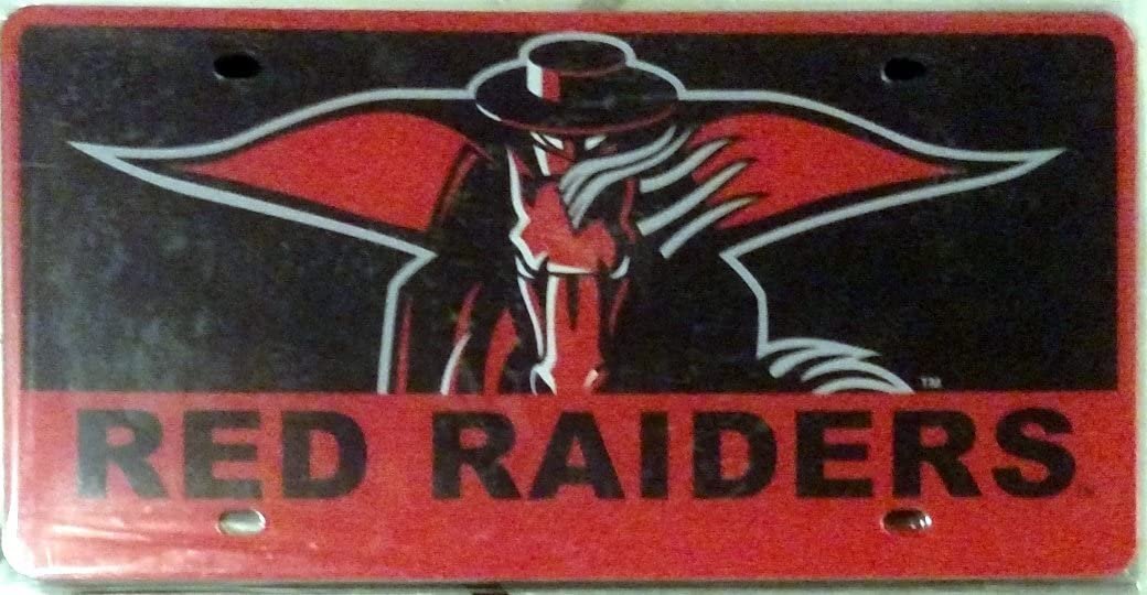 Texas Tech University Red Raiders Premium Laser Tag License Plate, Mirrored Acrylic Printed, 6x12 Inch