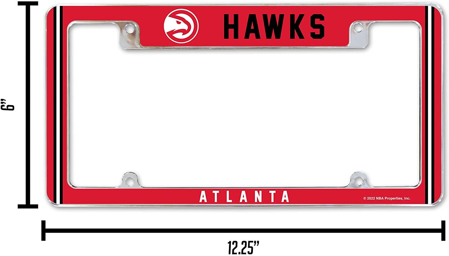 Atlanta Hawks Metal License Plate Frame Chrome Tag Cover Alternate Design 6x12 Inch