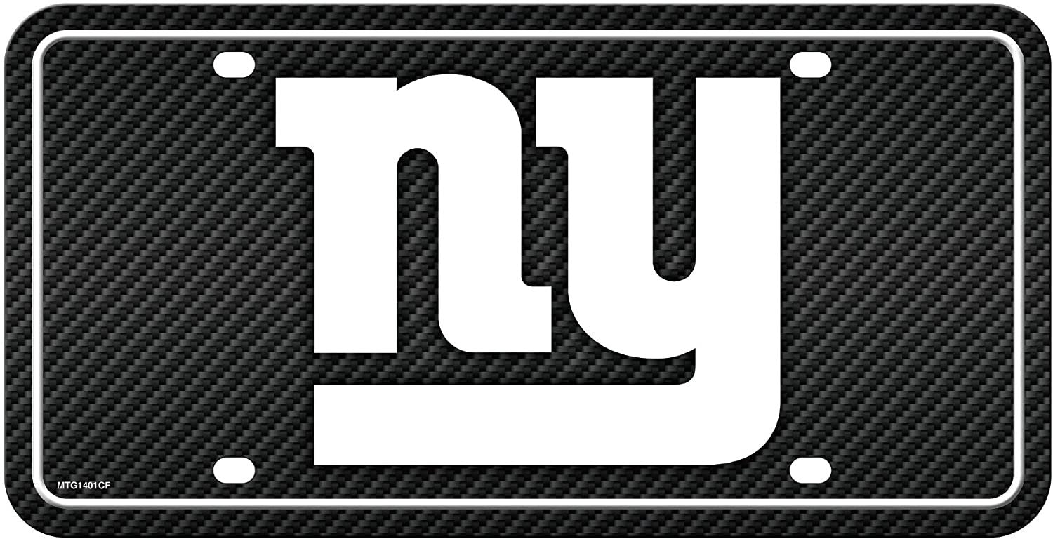 New York Giants Metal Auto Tag License Plate, Carbon Fiber Design, 6x12 Inch