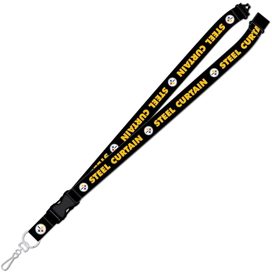 Pittsburgh Steelers Steel Curtain Lanyard Keychain Double Sided Breakaway Safety Design Adult 18 Inch