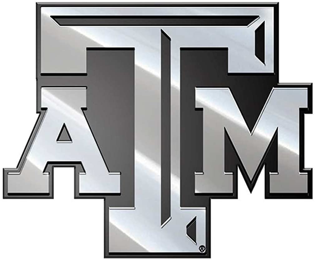 Texas A&M University Aggies Premium Solid Metal Raised Auto Emblem, Shape Cut, Adhesive Backing