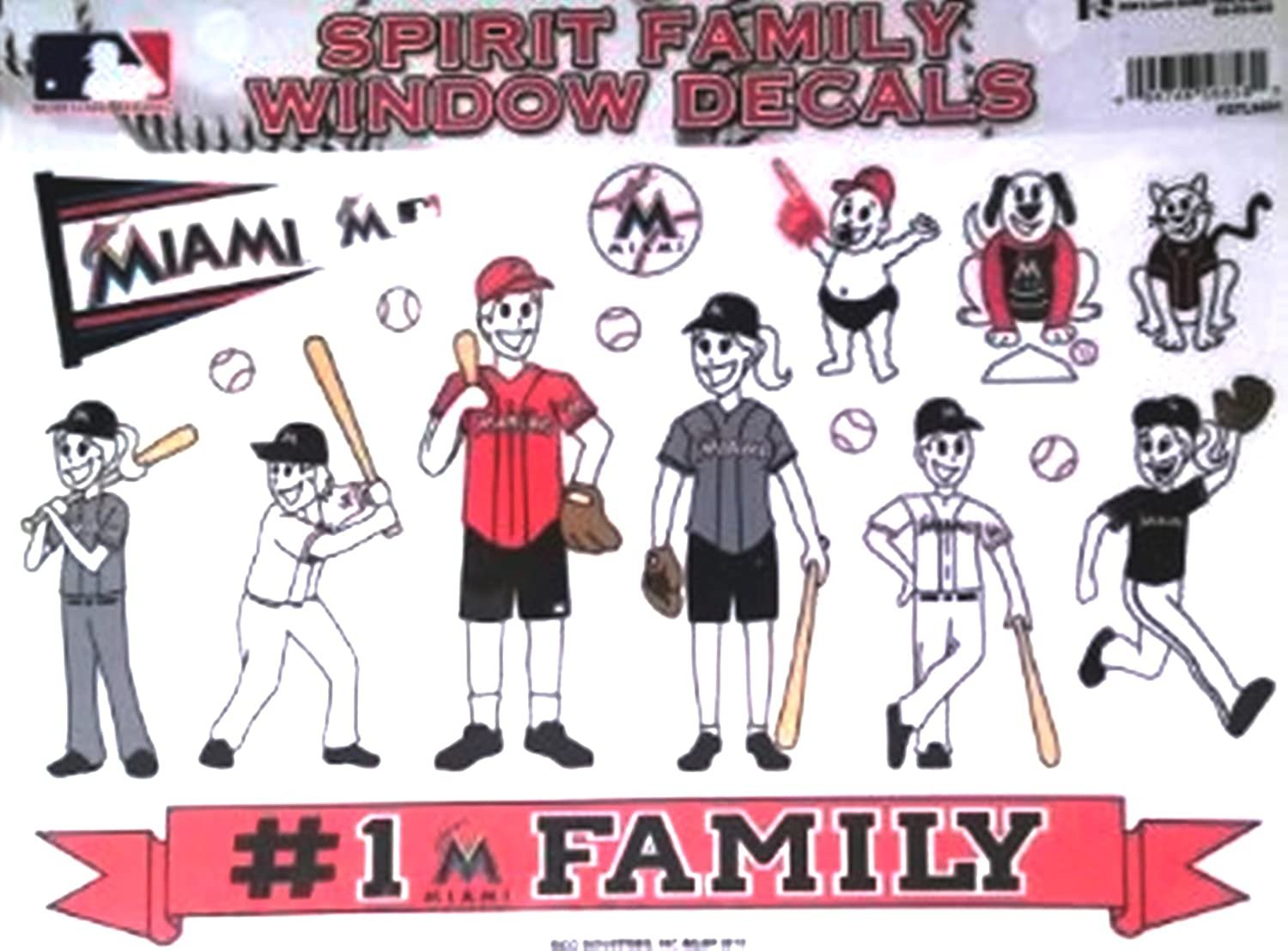 Miami Marlins Family Spirit Window Stickers Decal Decals Sheet Baseball Florida