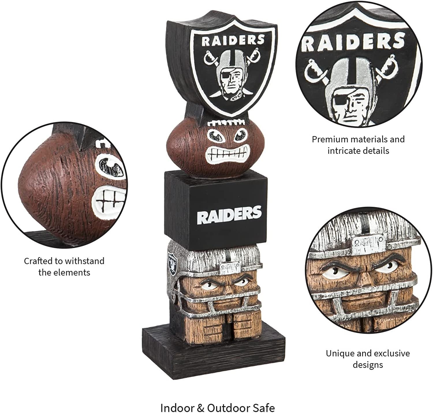 Las Vegas Raiders 16 Inch Tiki Totem Garden Statue Resin Outdoor Decoration