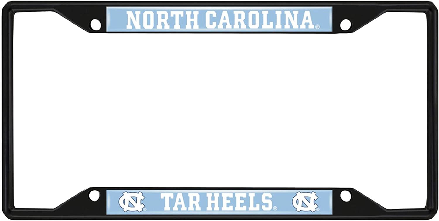 University of North Carolina Tar Heels Black Metal License Plate Frame Chrome Tag Cover 6x12 Inch