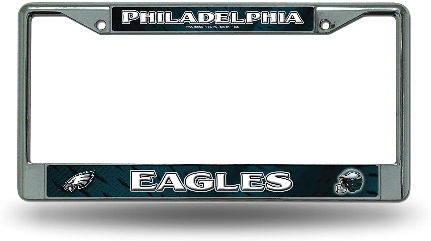 Philadelphia Eagles Metal License Plate Frame Chrome Tag Cover, Jersey Design, 6x12 Inch