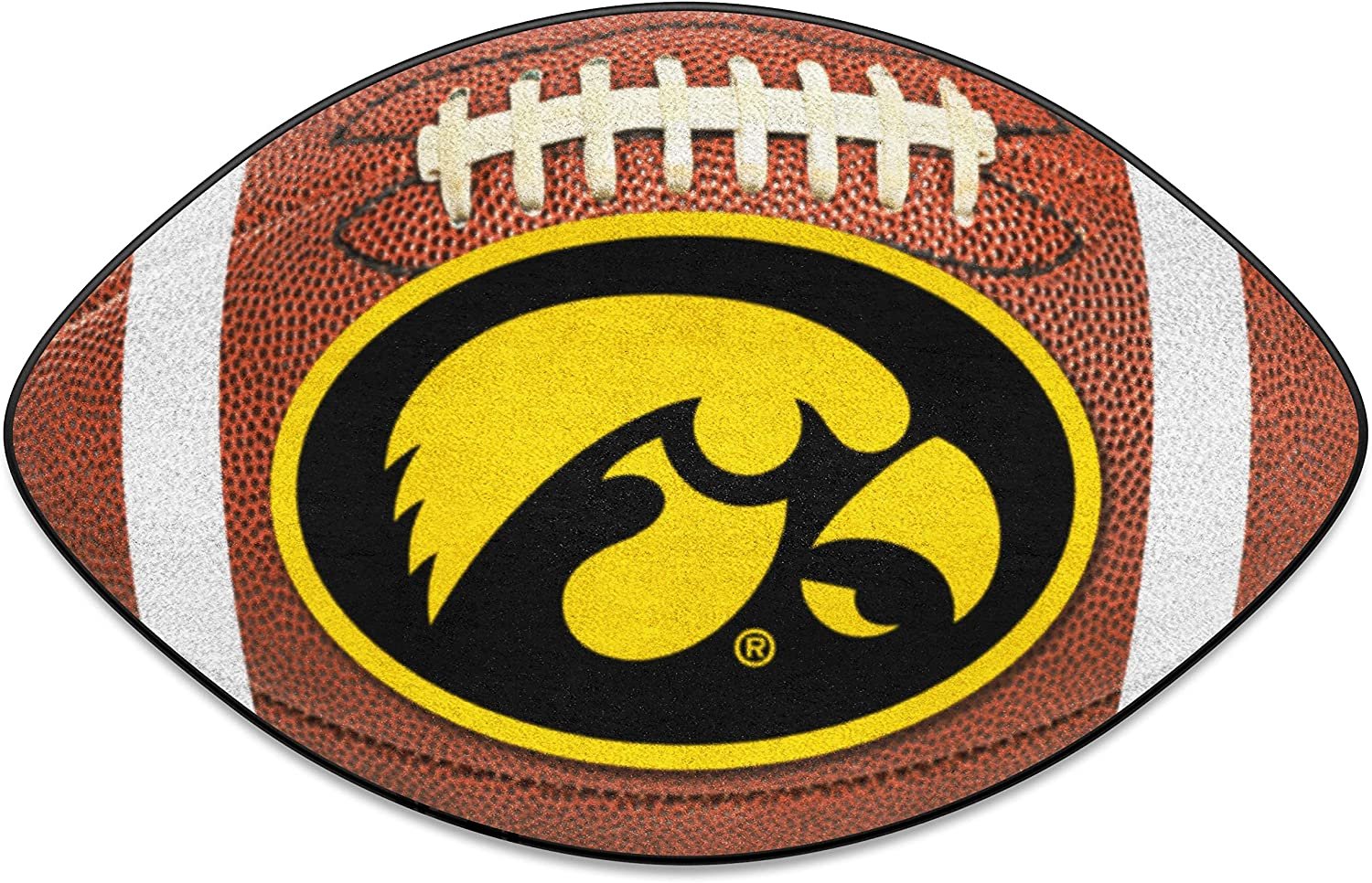 University of Iowa Hawkeyes Floor Mat Area Rug, 20x32 Inch, Non-Skid Backing, Football Design