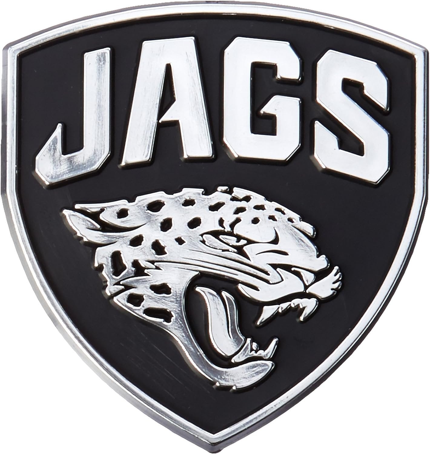 Jacksonville Jaguars Silver Chrome Color Auto Emblem Molded Raised Adhesive Tape Backing