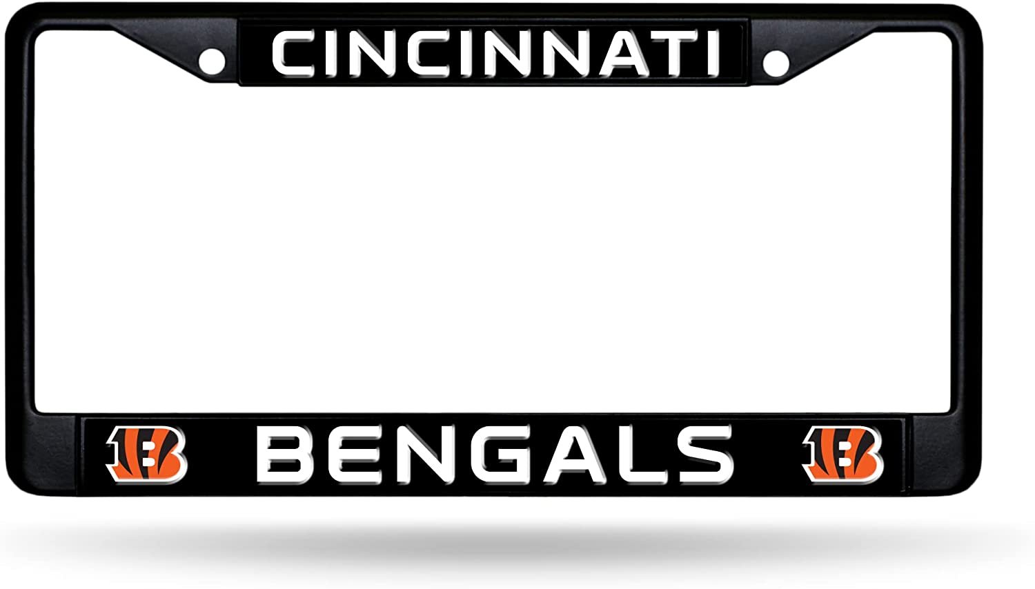 Cincinnati Bengals Black Metal License Plate Frame Chrome Tag Cover 6x12 Inch