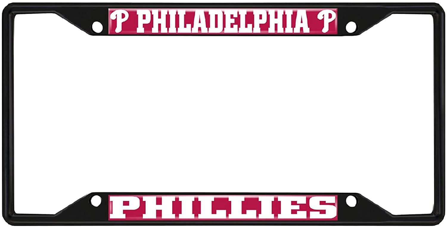 Philadelphia Phillies Black Metal License Plate Frame Tag Cover, 6x12 Inch