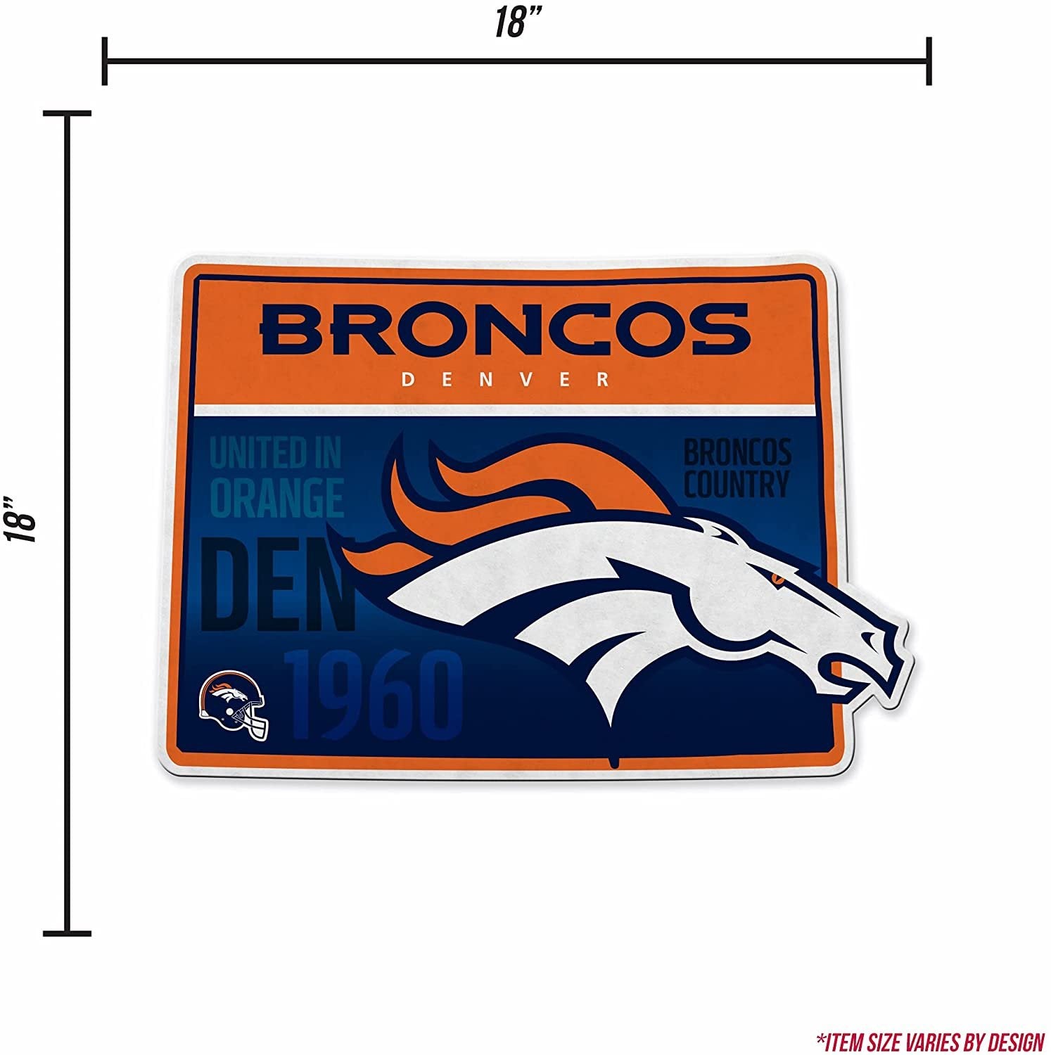 Denver Broncos Pennant State Shape 18 Inch Soft Felt
