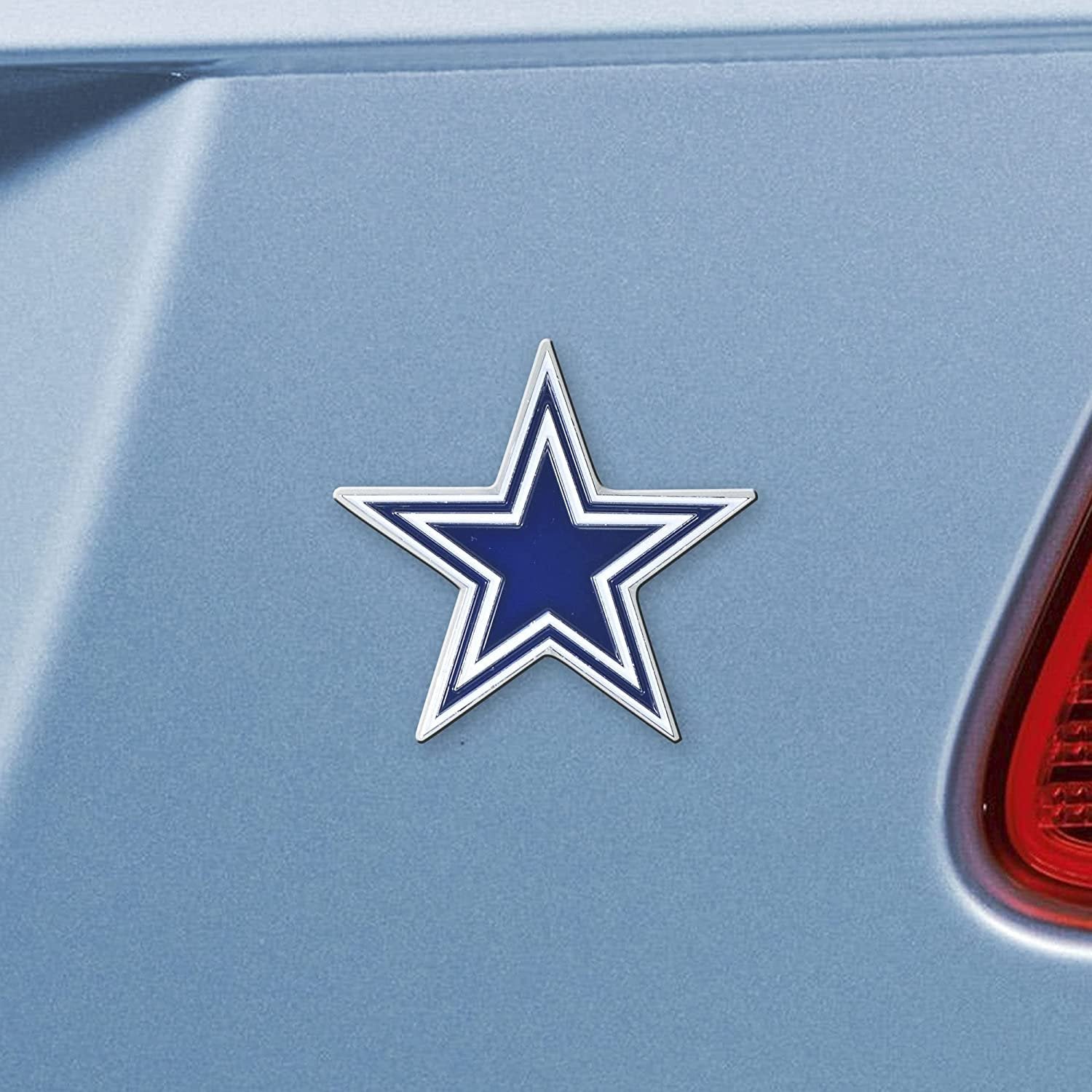 Dallas Cowboys Premium Solid Metal Raised Auto Emblem, Team Color, Shape Cut, Adhesive Backing