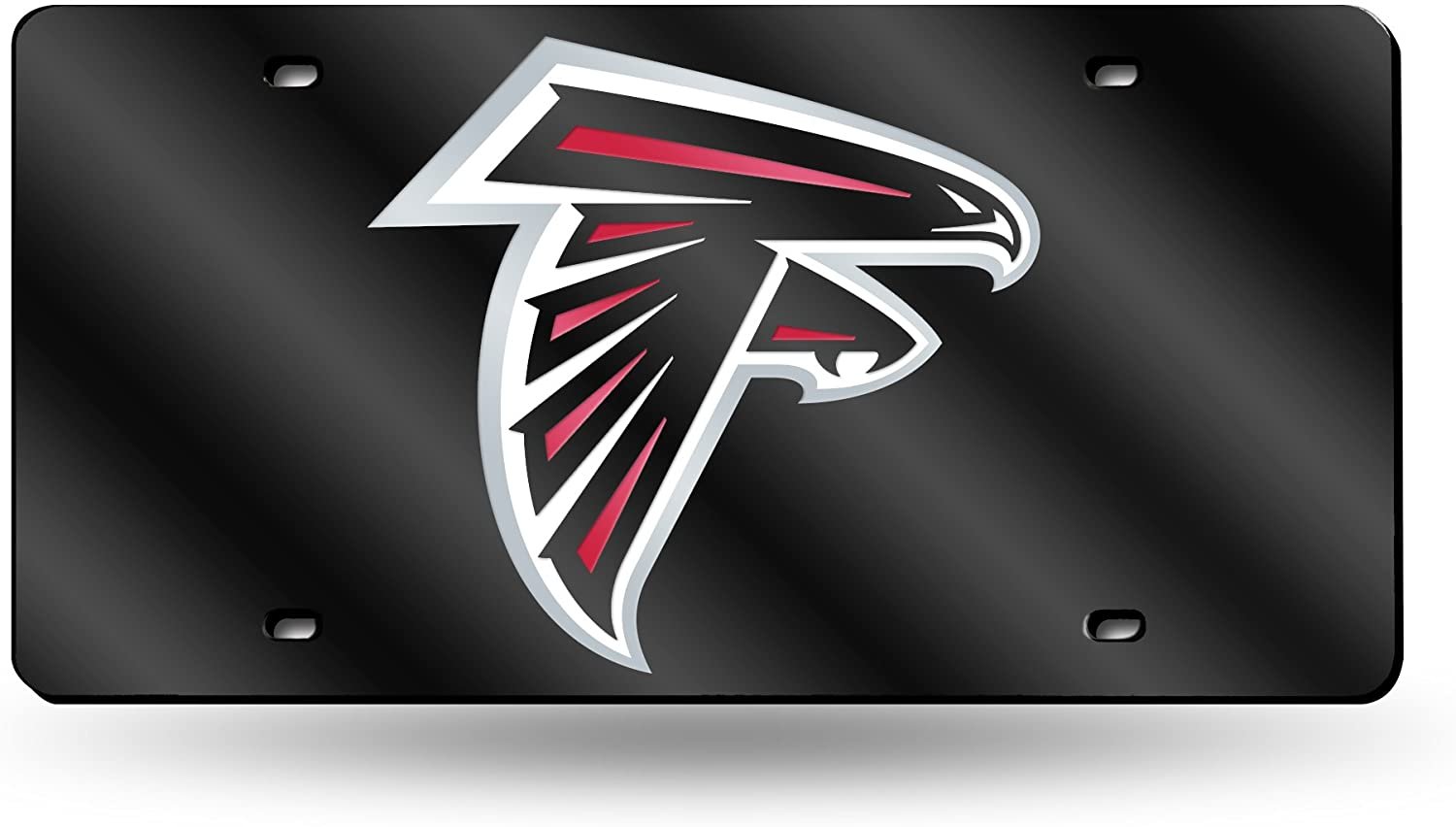 Atlanta Falcons Premium Laser Cut Tag License Plate, Black Mirrored Acrylic Inlaid, 12x6 Inch