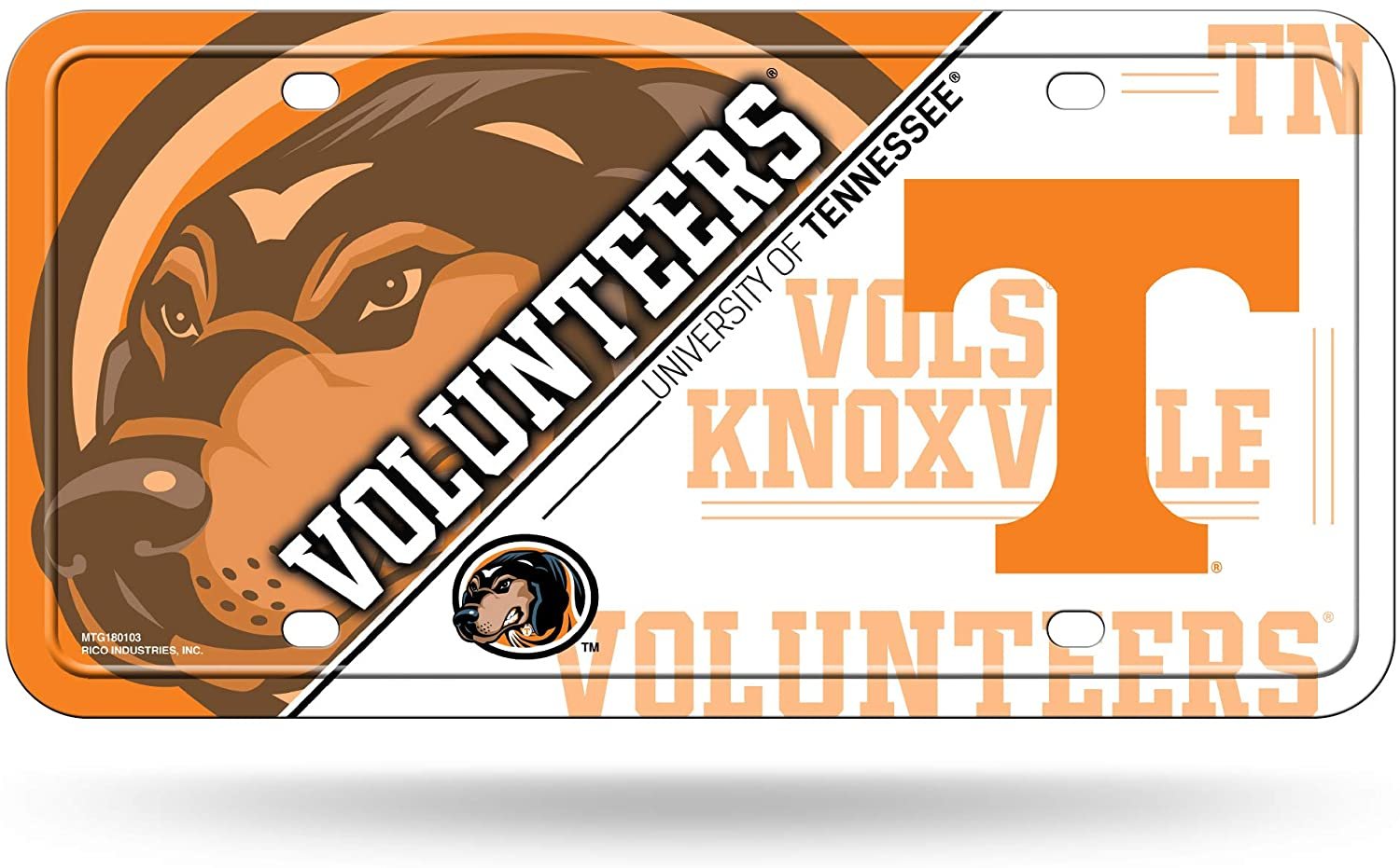 University of Tennessee Volunteers Metal Auto Tag License Plate, Split Design, 6x12 Inch