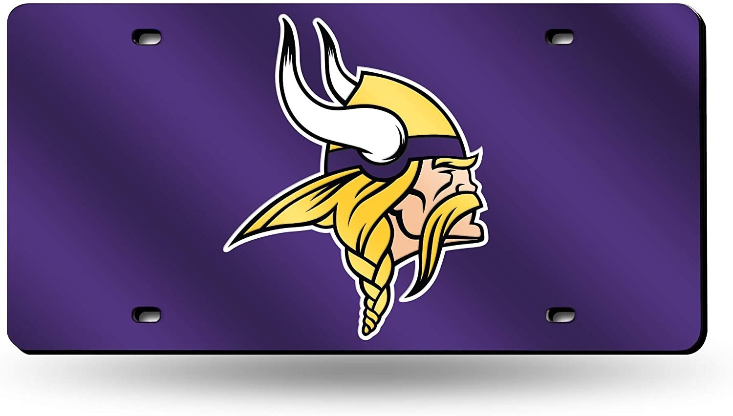 Minnesota Vikings Premium Laser Cut Tag License Plate, Purple Mirrored Acrylic Inlaid, 12x6 Inch