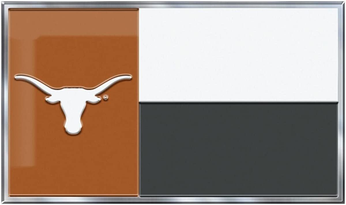University of Texas Longhorns Auto Emblem Aluminum Metal Raised State Flag Design 2.25x3.75 Inch