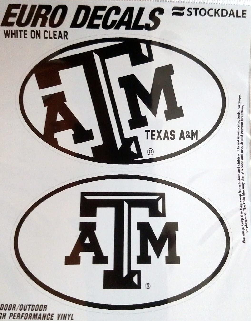 Texas A&M Aggies 2-Pack EURO STYLE Vinyl Oval Home Auto Decals Sticker University of