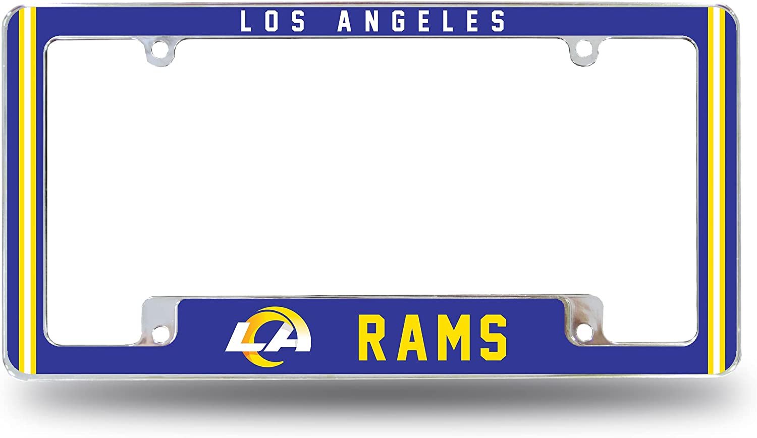 Los Angeles Rams Metal License Plate Frame Chrome Tag Cover Alternate Design 6x12 Inch