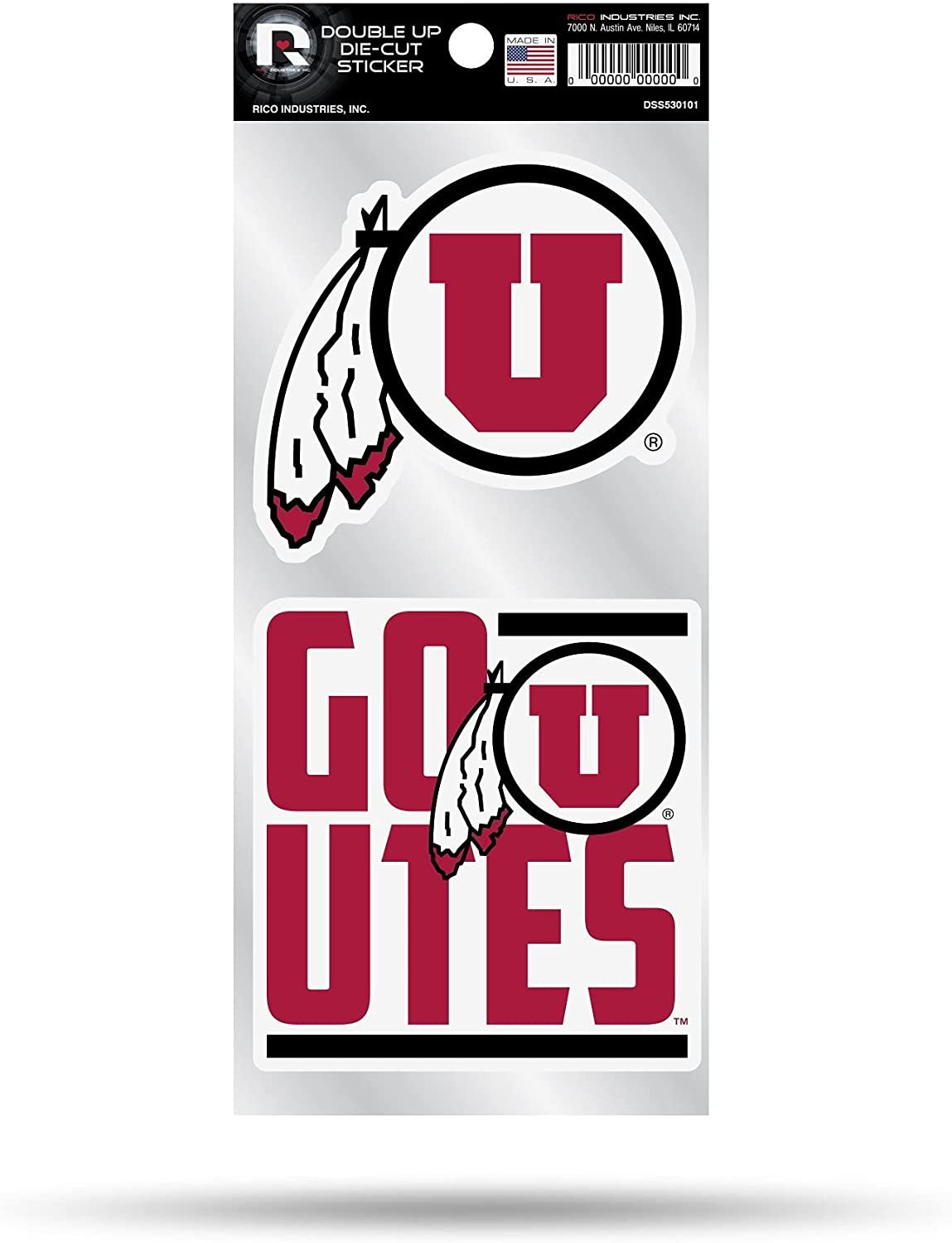 University of Utah Utes Double Up Die Cut Sticker Decal Sheet