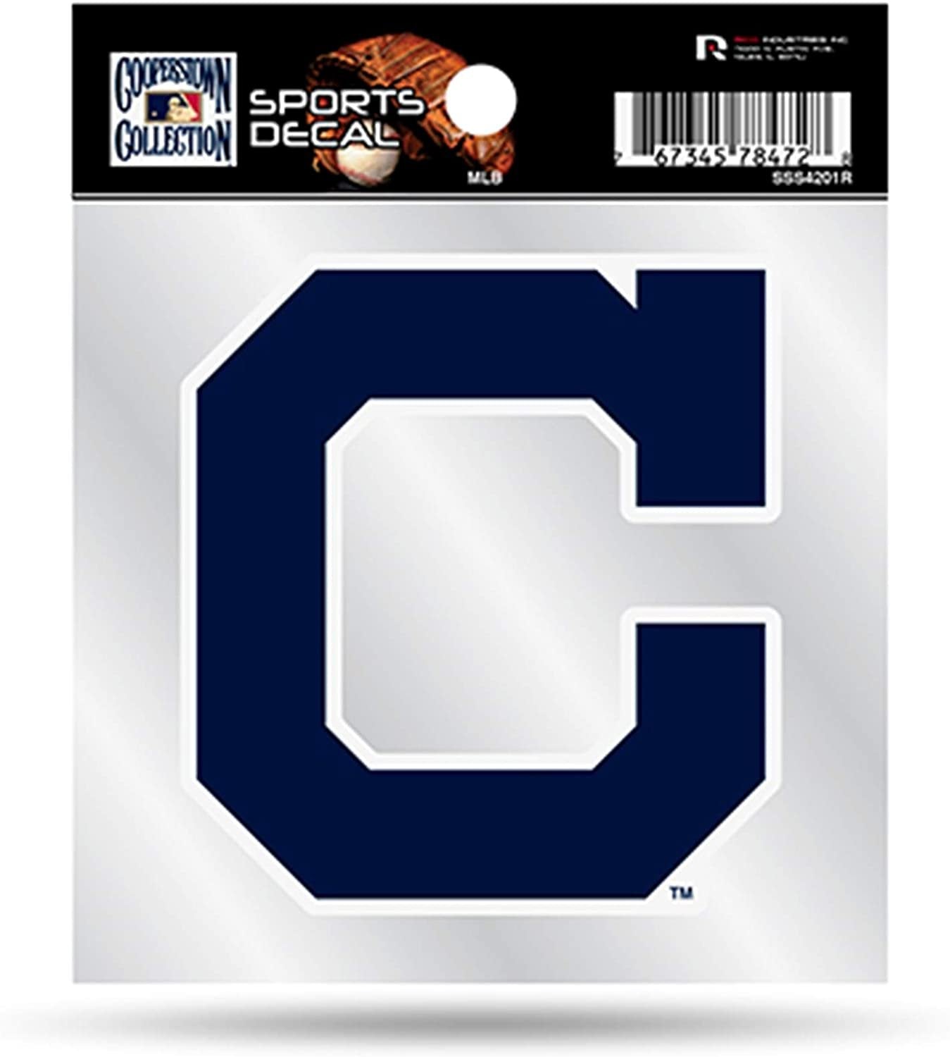 Cleveland Indians 4x4 Inch Die Cut Decal Sticker, Retro Cooperstown Logo, Clear Backing