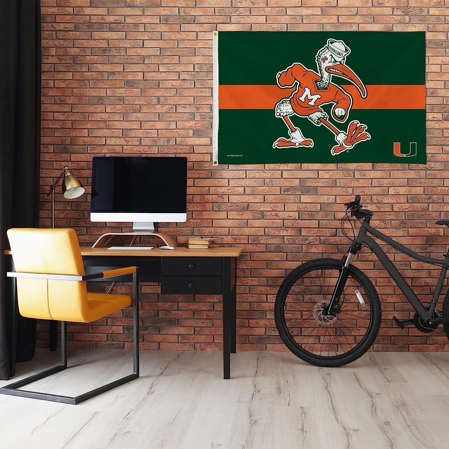 University of Miami Hurricanes Flag Banner 3x5 Feet Metal Grommets Ibis Mascot Design