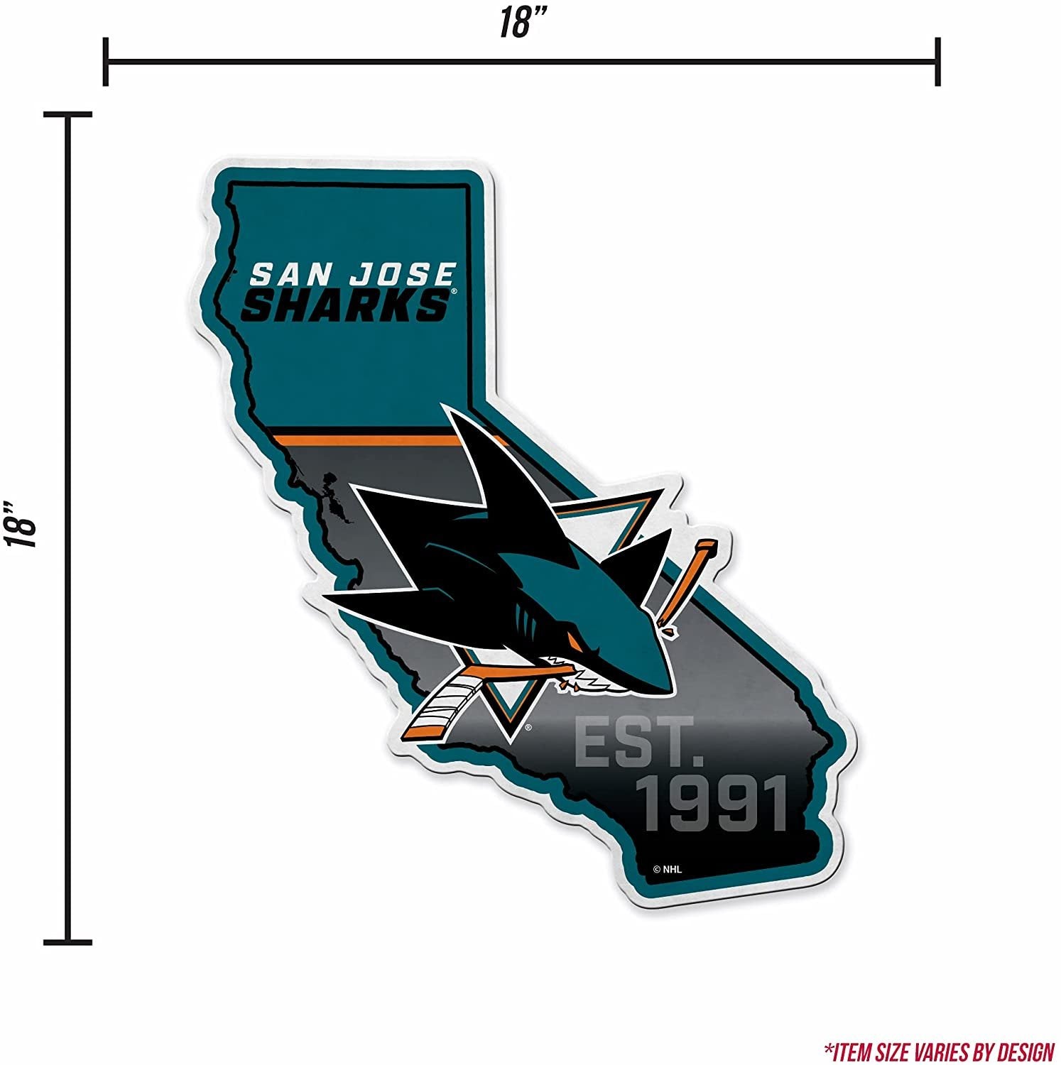 San Jose Sharks 18" State Shape Pennant Soft Felt