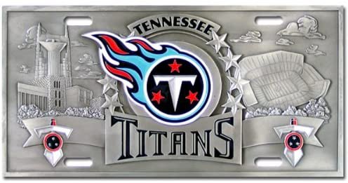 Tennessee Titans Zinc Metal License Plate Tag Raised 3D Details, Heavy Gauge, 6x12 Inch