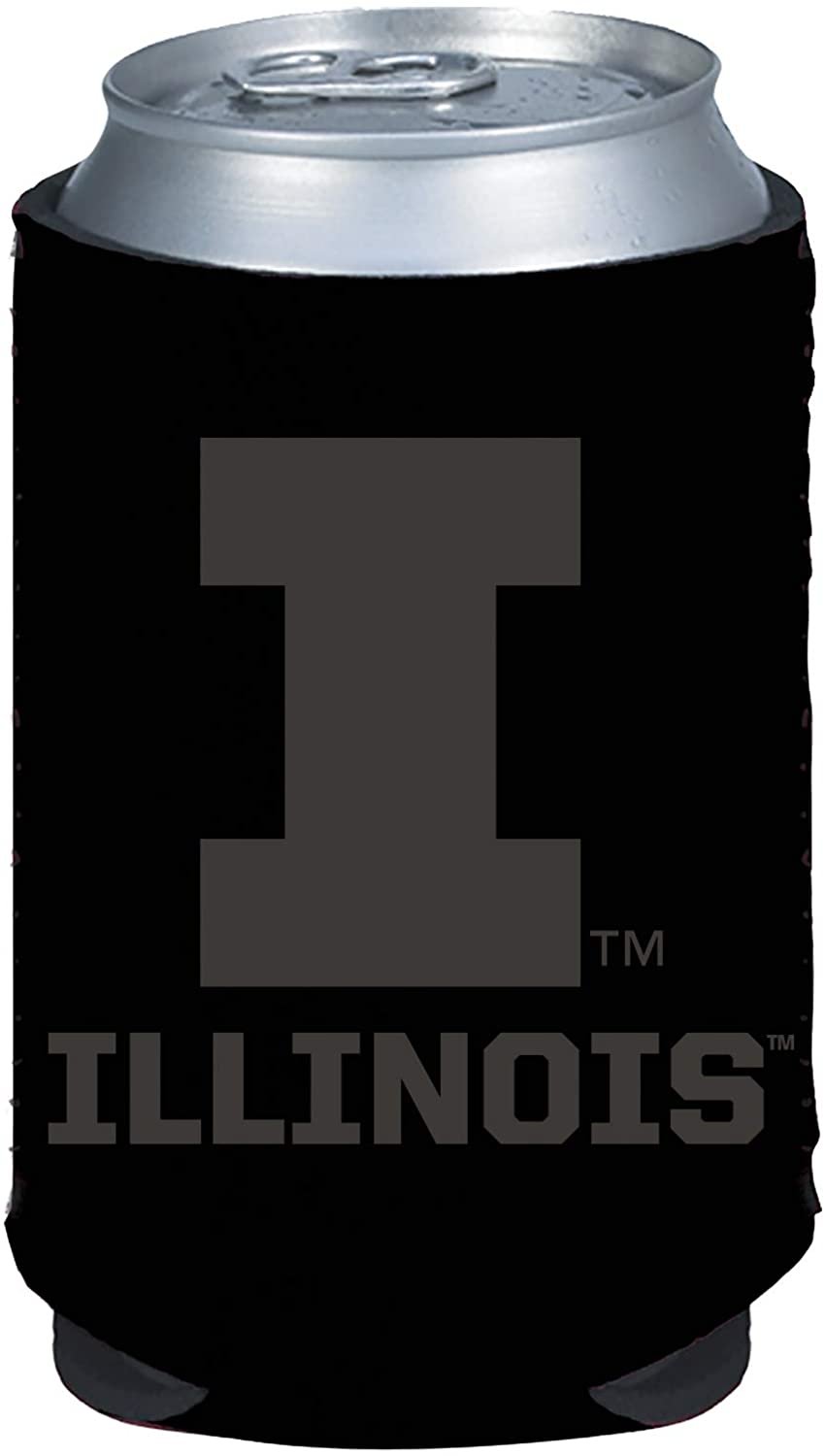 Illinois Fighting Illini 2-Pack Tonal Black Design 12oz CAN Neoprene Beverage Insulator Holder Cooler University of