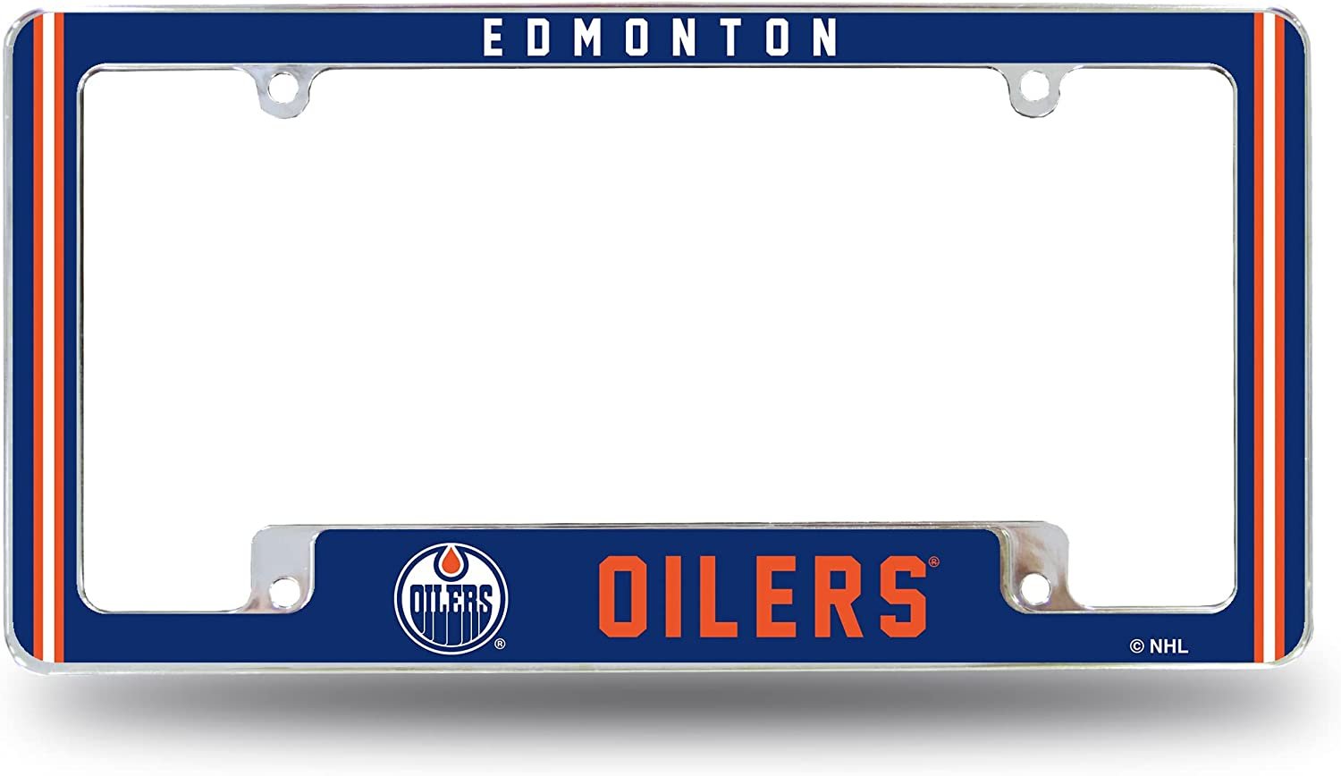 Edmonton Oilers Metal License Plate Frame Chrome Tag Cover Alternate Design 6x12 Inch