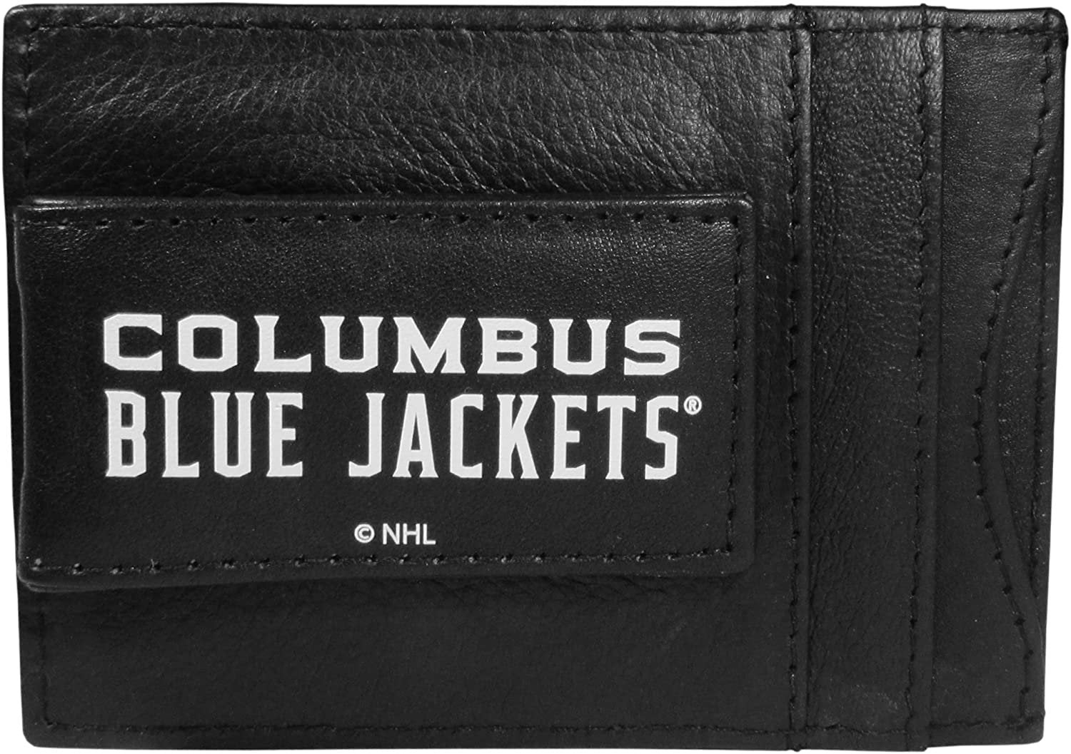 Columbus Blue Jackets Black Leather Wallet, Front Pocket Magnetic Money Clip, Printed Logo