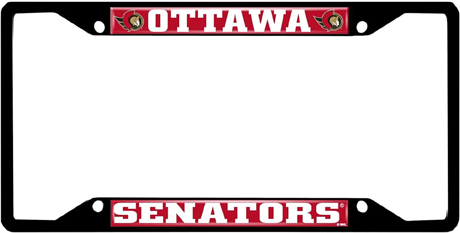 Ottawa Senators Black Metal License Plate Frame Tag Cover, 6x12 Inch