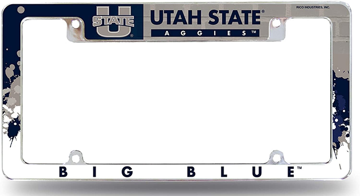 Utah State University Aggies Metal License License Plate Frame Tag Cover, All Over Design, 12x6 Inch