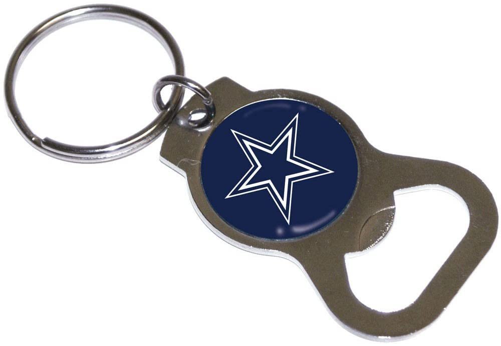 Dallas Cowboys Premium Solid Metal Bottle Opener Keychain, Silver Key Ring, Team Logo