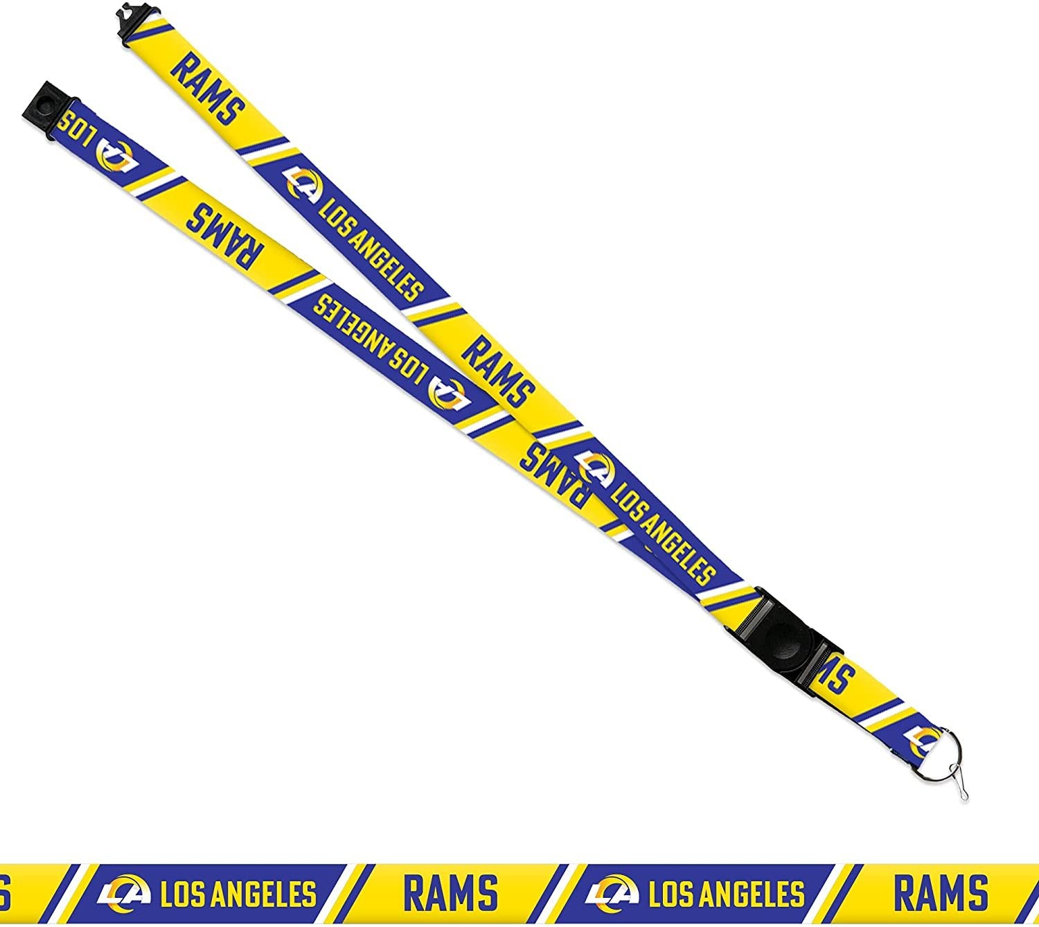Los Angeles Rams Lanyard Keychain Double Sided Breakaway Safety Design Adult 18 Inch