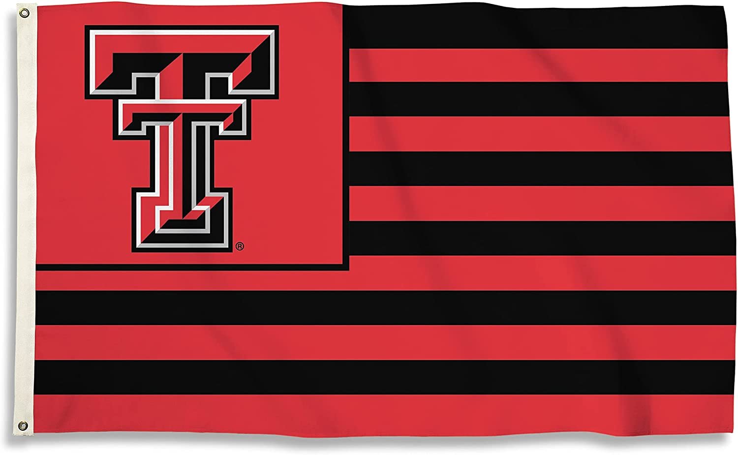 Texas Tech University Red Raiders Premium 3x5 Feet Flag Banner, Stripes Design, Metal Grommets, Outdoor Use, Single Sided