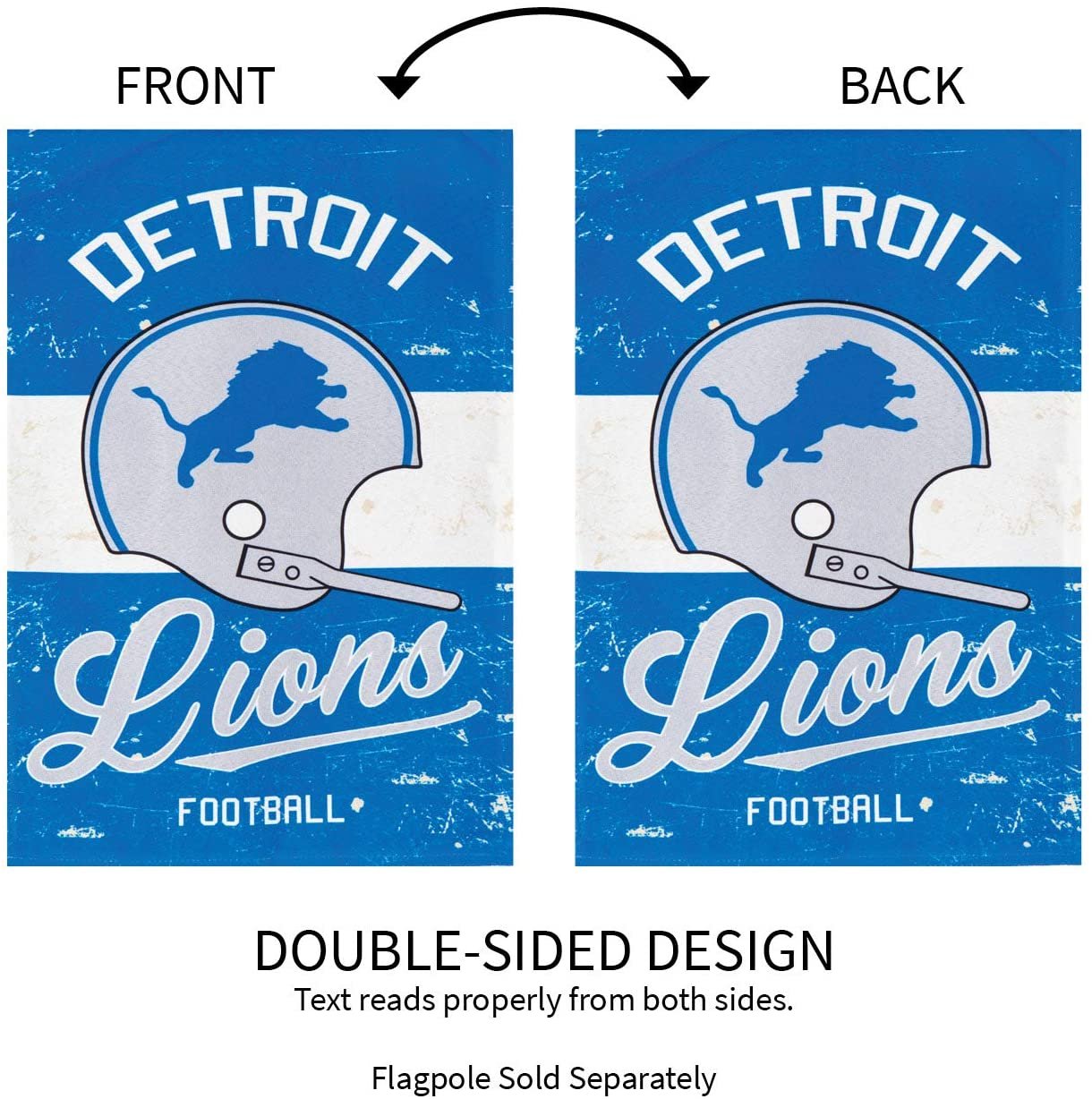 Detroit Lions Premium House Flag Banner, Double Sided, Retro Vintage Style, Linen, 28x44 Inch