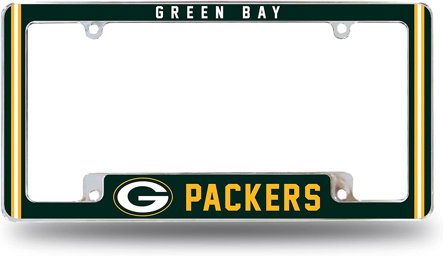 Green Bay Packers Metal License Plate Frame Chrome Tag Cover Alternate Design 6x12 Inch
