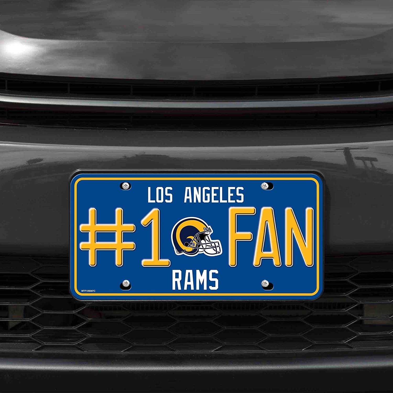 Los Angeles Rams Metal Auto Tag License Plate, #1 Fan Retro Design, 12x6 Inch