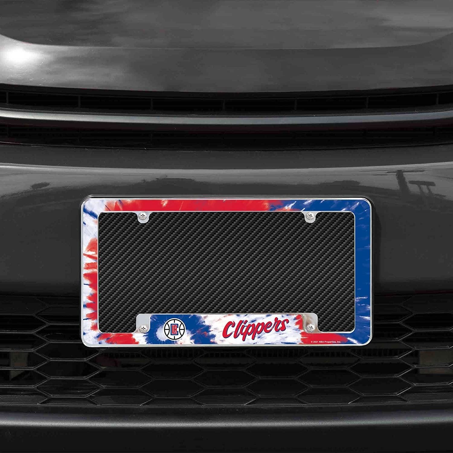 Los Angeles Clippers Metal License Plate Frame Chrome Tag Cover Tie Dye Design 6x12 Inch