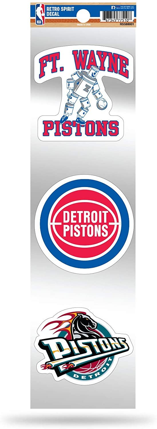 NBA Detroit Pistons NBA 3-Piece Retro Spirit Decals, Team Color, Size of Individual Decals Will Vary