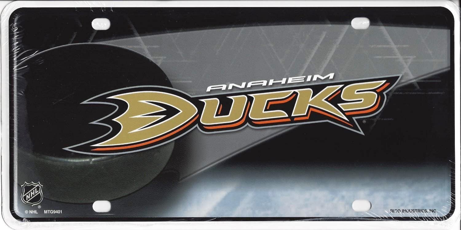 Anaheim Ducks Metal Auto Tag License Plate, Puck Design, 6x12 Inch