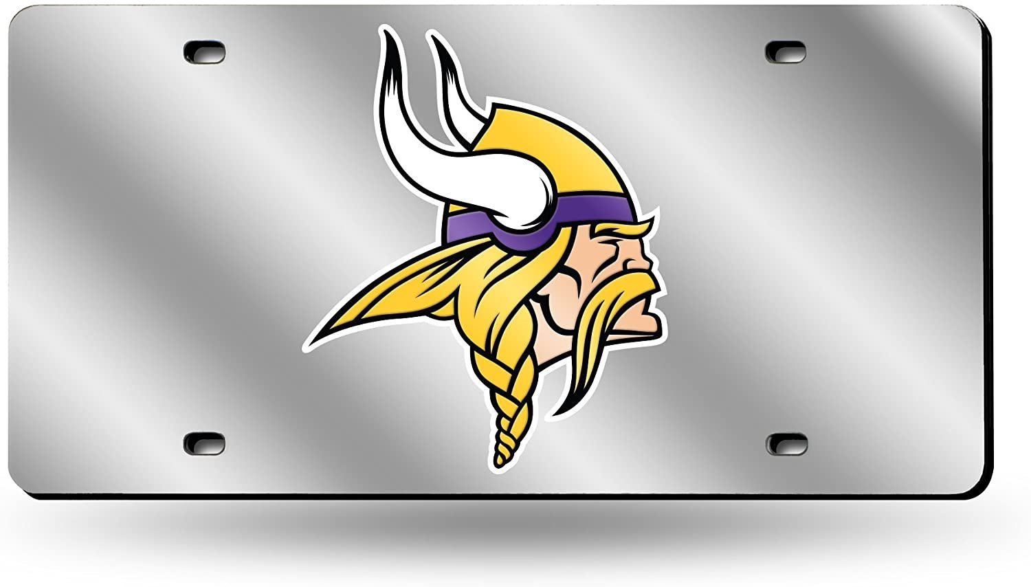 Minnesota Vikings Premium Laser Cut Tag License Plate, Mirrored Acrylic Inlaid, 12x6 Inch