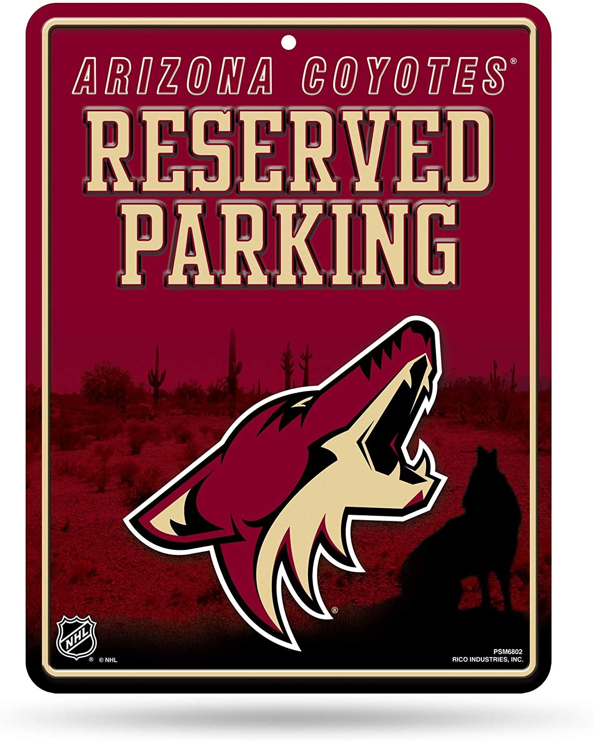 Arizona Coyotes 8-Inch by 11-Inch Metal Parking Sign Décor