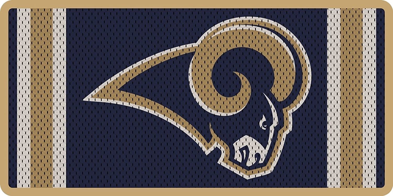 Los Angeles Rams Premium Laser Cut Tag Acrylic Inlaid License Plate, Team Jersey Design, 6x12 Inch
