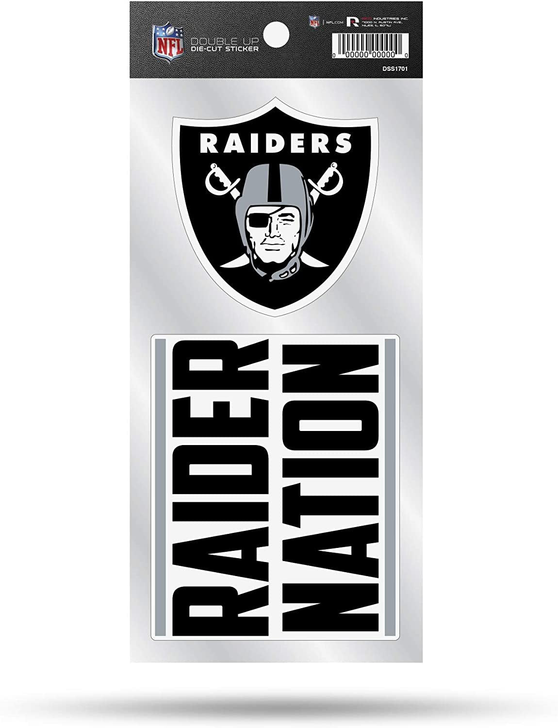 Las Vegas Raiders Sticker Decal Sheet 2-Piece, 4 Inch Double Up