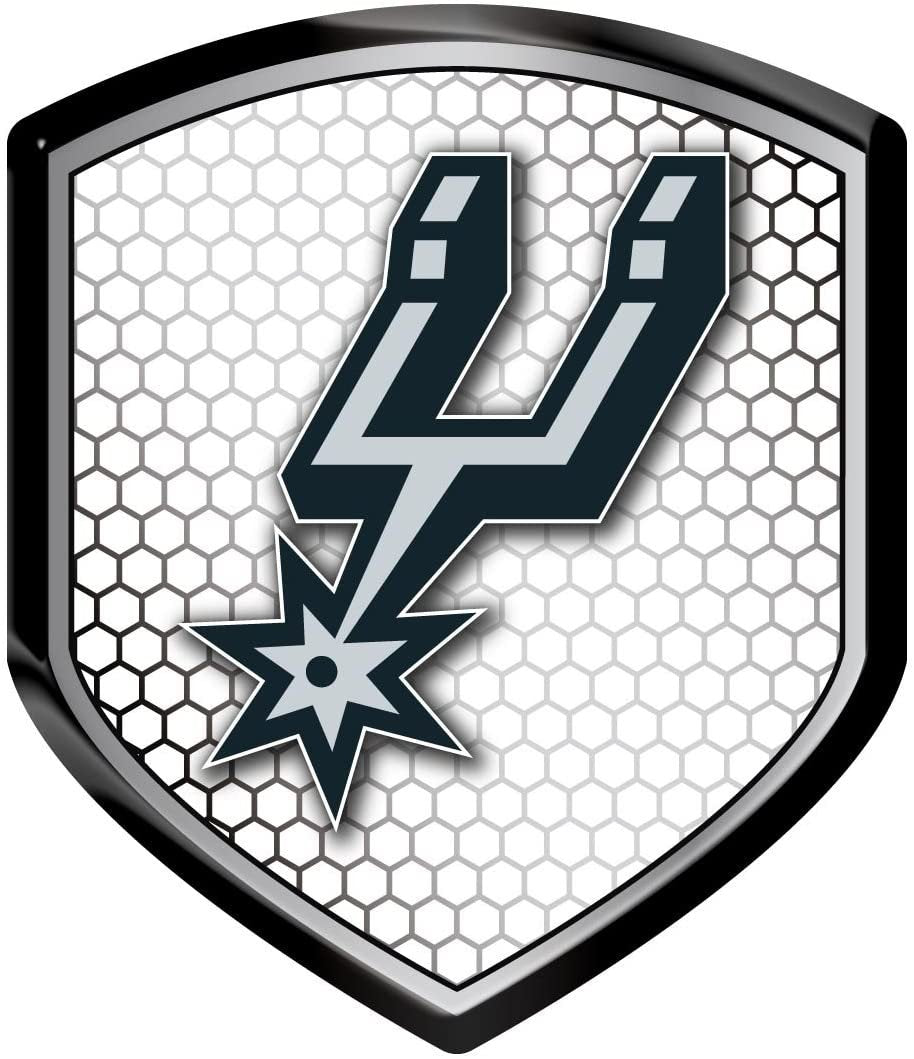San Antonio Spurs High Intensity Reflector, Shield Shape, Raised Decal Sticker, 2.5x3.5 Inch, Home or Auto, Full Adhesive Backing
