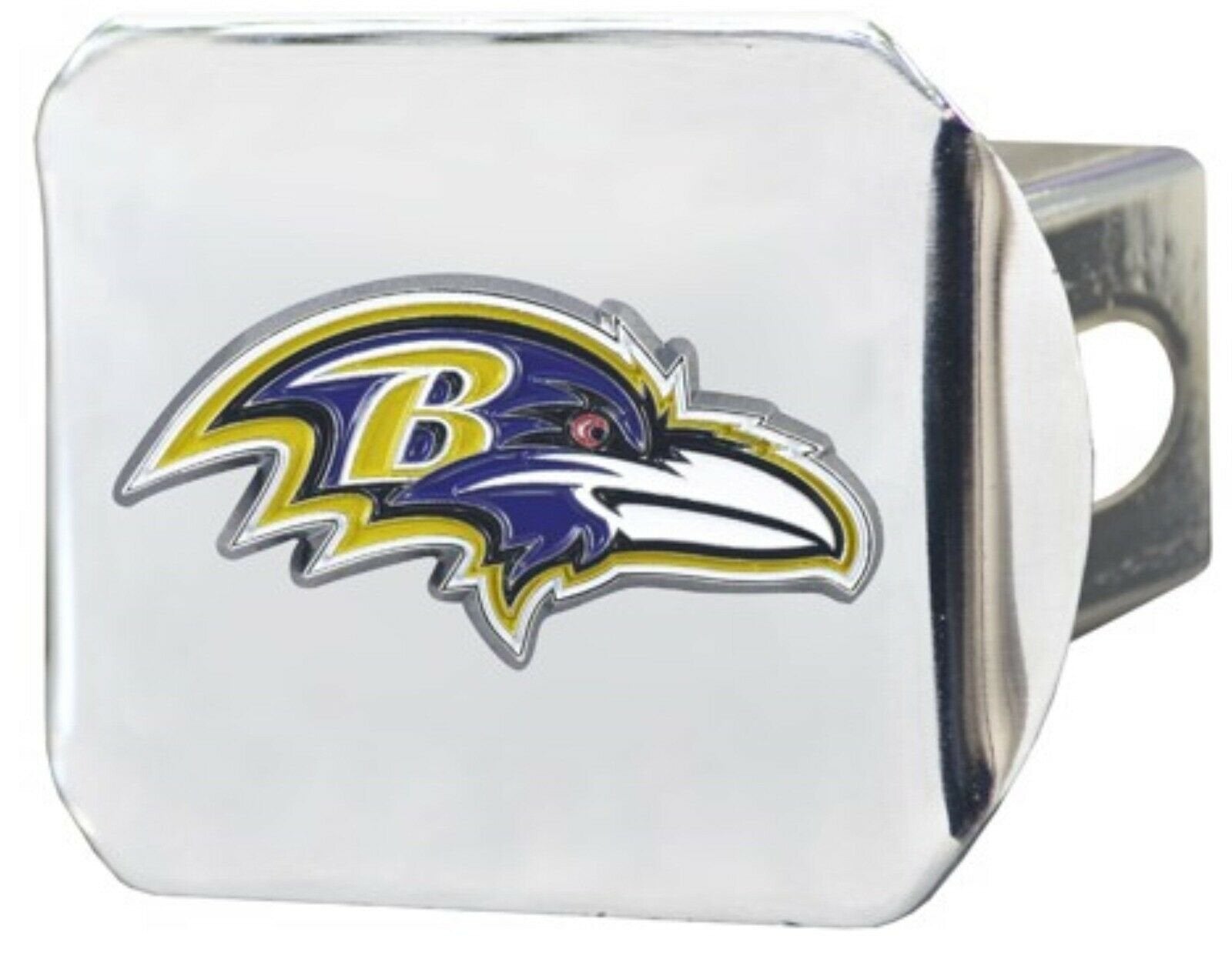 Baltimore Ravens Hitch Cover Solid Metal with Raised Color Metal Emblem 2" Square Type III