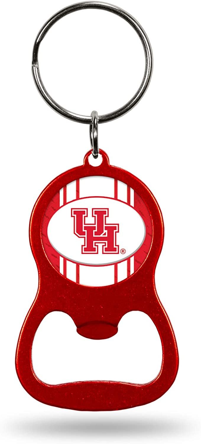 University of Houston Cougars Premium Solid Metal Bottle Opener Keychain, Key Ring, Team Color