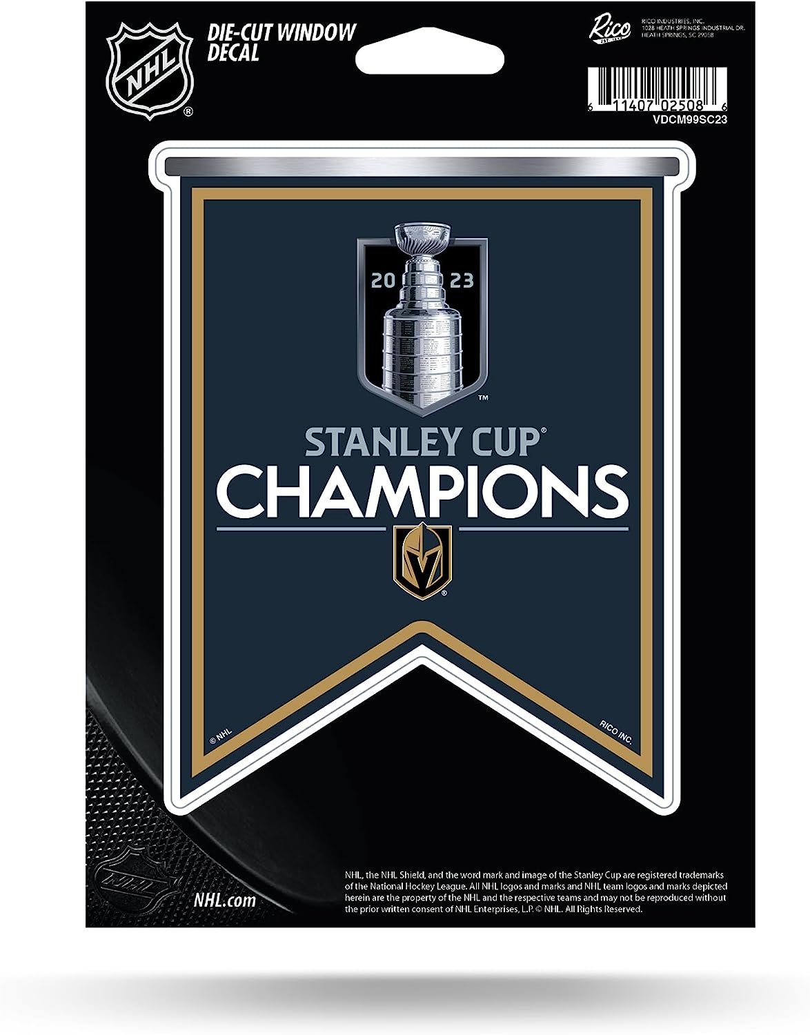 Vegas Golden Knights 2023 Stanley Cup Champions 5 Inch Die Cut Decal Sticker, Flat Vinyl, Clear Adhesive Backing